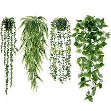 Fake Hanging Plants 4 Pack Artificial Hanging Plants Fake Potted Greenery Fau...