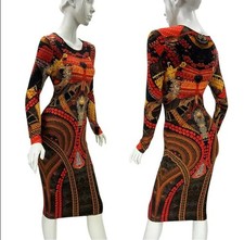 Alexander McQueen S/S 2010 Samurai Printed Stretch Jersey Dress Italian 42