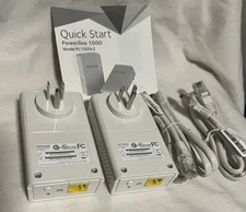 New, NETGEAR PL1000-100PAS Powerline 1000 Network Extenders 2 Pack, White.
