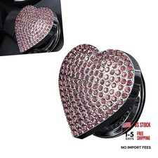 Bling Push Start Button Cover, Heart-Shaped Engine Sticker with Diamond, pink