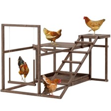 PawHut Wooden Chicken Activity Play Set with Perch, Swing, Ladder, Feeder