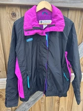 Columbia Bugaboo Snow 80’s Jacket Women’s  XL Black Pink Teal No Liner