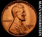 1955-S Lincoln Wheat Cent- Red- Choice Gem Brilliant Uncirculated Luster #J3474