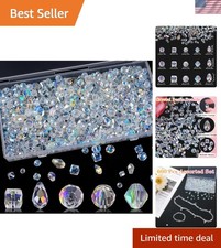 600 Pcs Assorted Crystal Glass Beads with Box - Perfect for DIY Jewelry