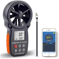 BT-100APP Bluetooth Anemometer: Digital Handheld Wind Speed & Temperature Meter