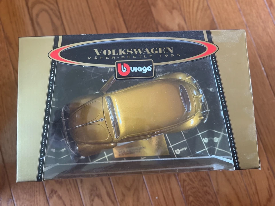 Volkswagen Kafer-Beetle 1955 edición dorada Bburago 1:18 modelo de coleccionista dorado- Foto 3 de 4