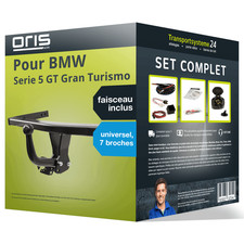 Attelage pour BMW Serie 5 GT 09- col de cygne Oris + Faisceau uni 7 broches TOP
