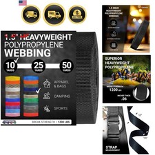 Heavyweight Polypropylene Webbing - Heavy Duty Poly Strapping for Outdoor DIY...