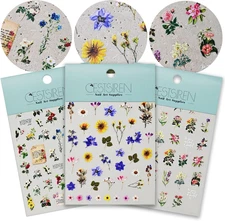 Large Flowers Pattern Nail Art Stickers, Floral Nail Decals, Self-Adhesive,Summe