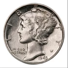 1943 Mercury Dime BU Uncirculated Mint State 90% Silver 10c US Coin #738