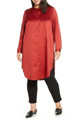 Eileen Fisher Women's Satin Button-Front Tunic Top - Size 2X - Picture 4 of 4