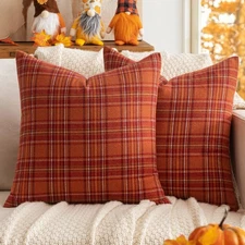 MIULEE Fall Set of 2 Scottish Tartan Plaid Throw 20" x (Pack 2), Rust 