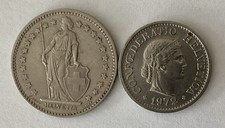 Switzerland 1972 10 Rappen & 1982 1 Franc 2-Coin Lot