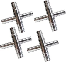 4 Way Sillcock Key, 1/4", 5/16", 9/32", 11/32" - Faucet 4 Pack, Silvery 