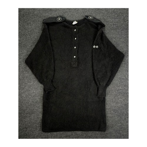 Krizia, Vintage Krizia Maglia Women Black Mohair Angora Cardigan Sweater Dress Size 8