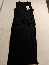 NWT THEORY Dorotea K Tie-front Dress Black Ranmire Knit Sleeveless Midi Size Sm