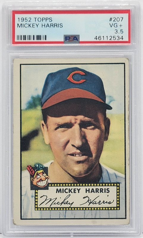 1952 Topps #207 Mickey Harris Card - Graded PSA 3.5 VG+, Cleveland Indians