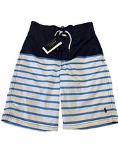 NWT Polo Ralph Lauren Nautical Swim Trunks Striped Youth M 10/12