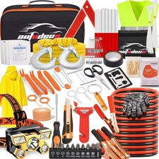 AUTODECO 126pcs Roadside Emergency Car Kit - Auto Safety Vehicle Outdoor... 