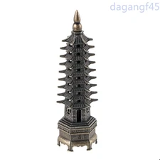16cm Alloy Chinese Handcarved Wenchang Tower Incense Burner Censer Decoration