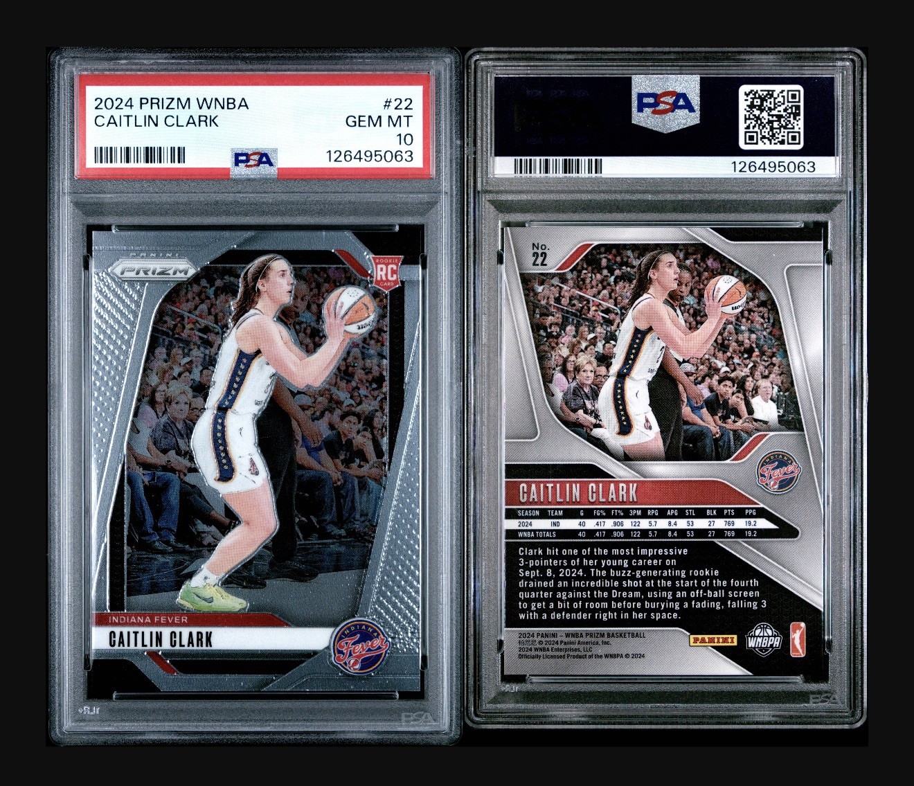 2024 Prizm WNBA Caitlin Clark #22 Rookie RC PSA 10 view 3