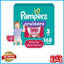 Pampers Cruisers 360 Pull-On Baby Diapers Size 3, 168 Count, Leakproof