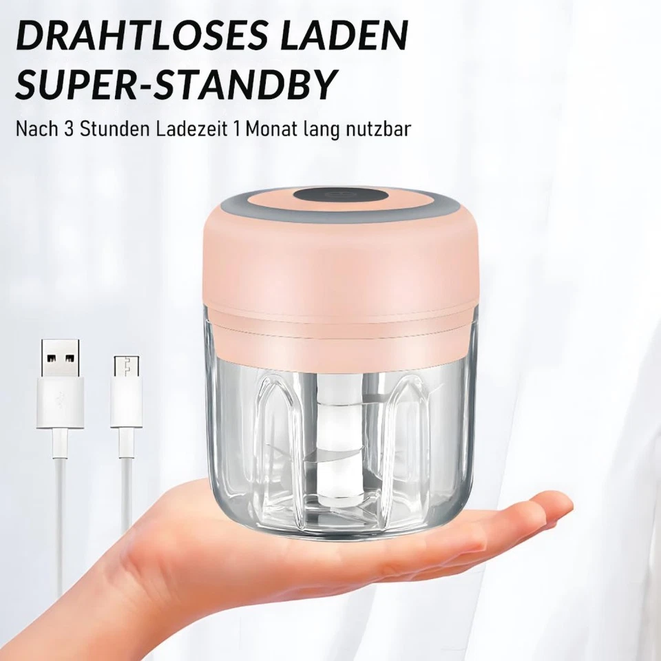 250+100ml Elektrisch Zerkleinerer Gemüseschneider Universal Multi Zwiebelhacker - Bild 4 von 4