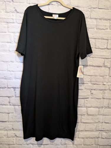 2X Black Lularoe Julie Sheath Dress, Classic, Plus Size T-shirt Dress