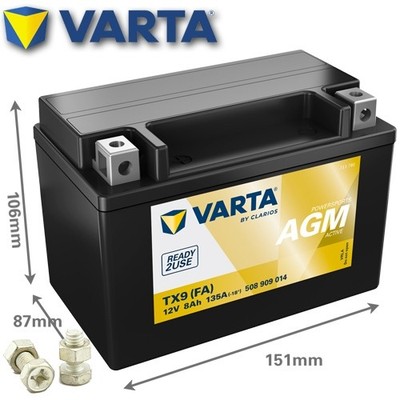 Batterie für BMW F 900 900 R ABS DTC ESA A2 K83 2025 VARTA YTX9-BS AGM Active