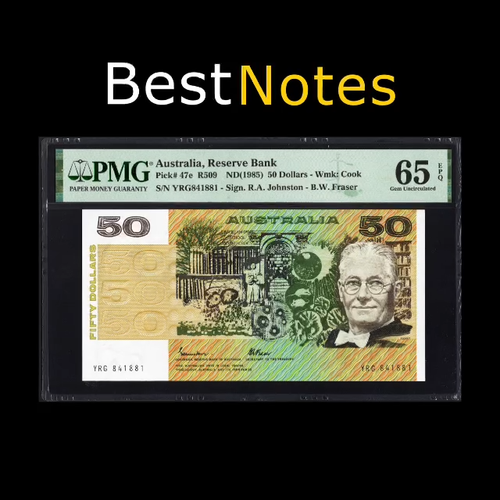 Australia 50 Dollars P47e R509 1985 Johnston Fraser PMG65 Gem UNC EPQ PINEAPPLE - Video 1 of 1