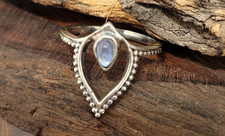 Natural Rainbow Moonstone Ring Size 6 Sterling Silver Dainty USA Handmade