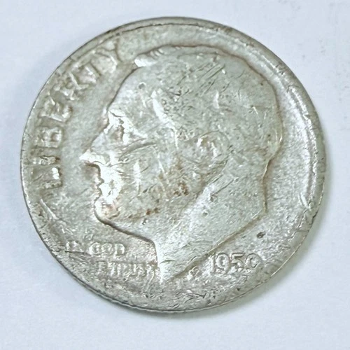 1950 S Roosevelt Dime 90% Silver 10c US Coin, VERY GOOD CONDITION #6954