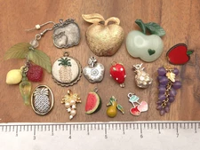 Vintage-Now 15 Piece Colorful Fruit Food Apple Charms Craft Jewelry Parts Lot #1