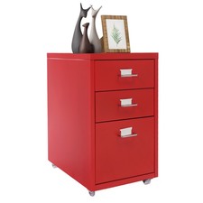 Rolling Metal Filing Cabinet w/ Wheels, 3 Drawers Storage Cabinet Office Bedroom