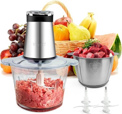 Two 12-cup mixing bowls, 800-watt electric food processor