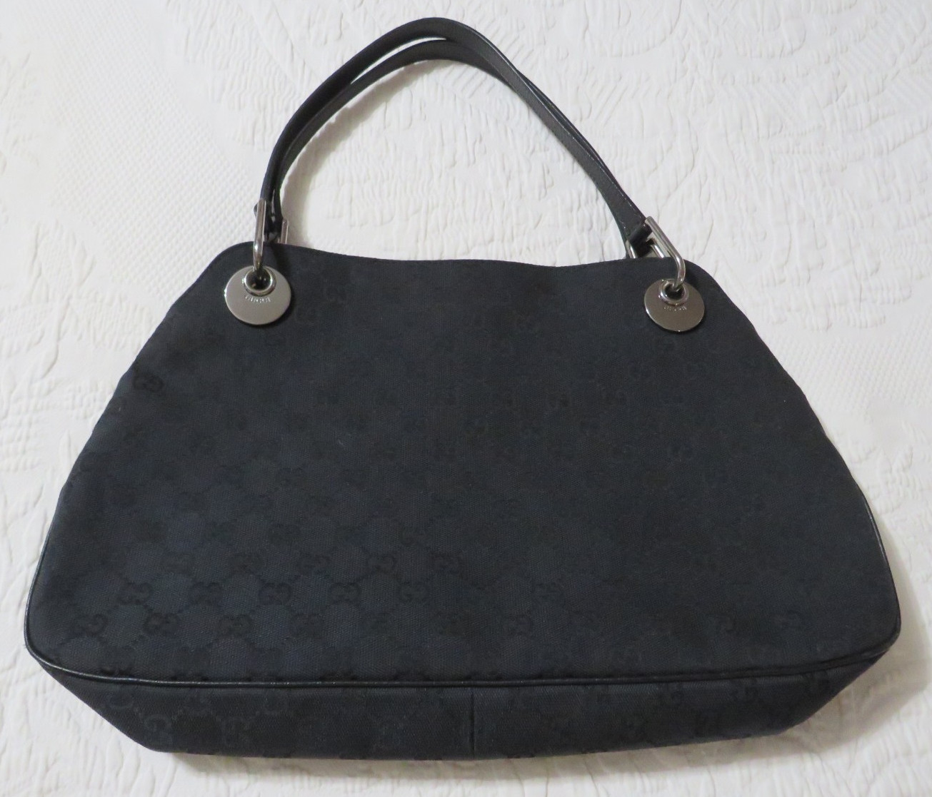 Authentic GUCCI Eclipse Black Canvas Leather Hand… - image 18