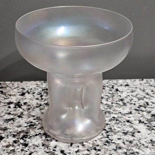 Antique 5 1/2" Steuben Pinched Verre de Soie Iridescent Vase - Frederick Carder