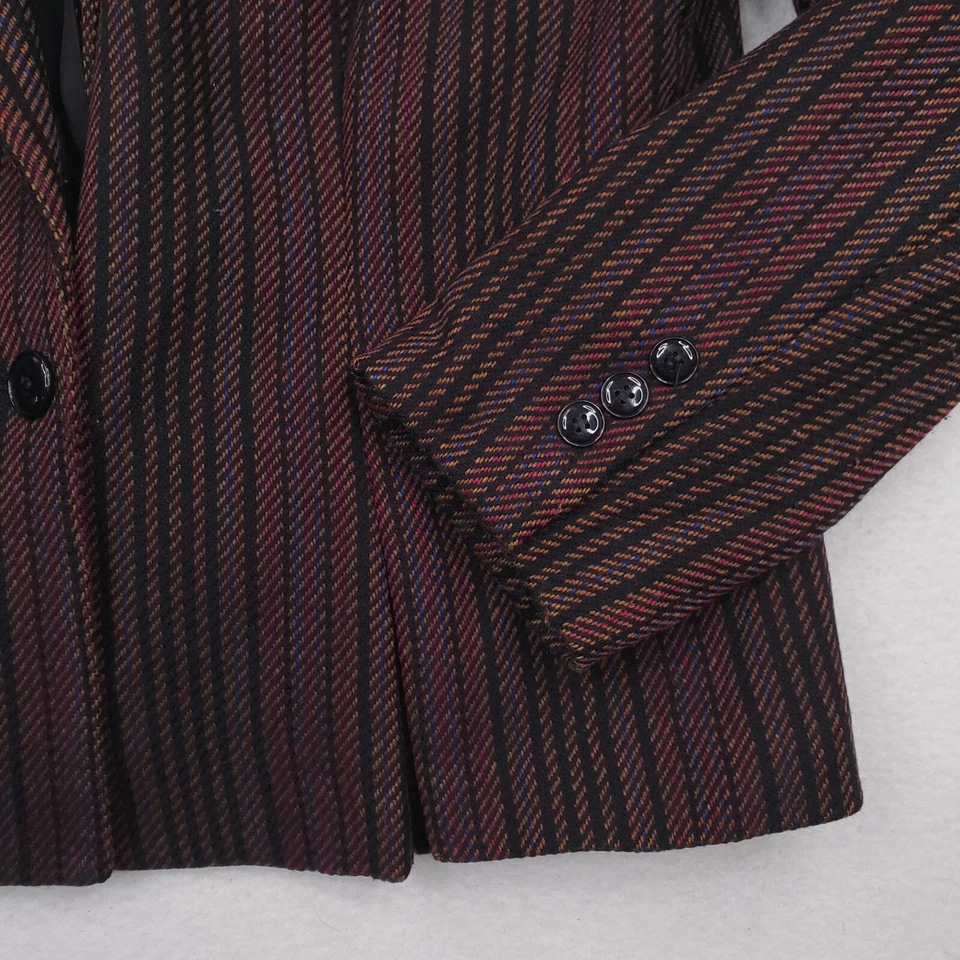 De Colección Chaqueta Sasson Mujer 12 Multicolor Rayas Traje Blazer Cachemira Mezcla Lana Foto 2 de 4