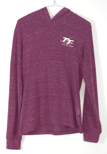 TT Isle Of Man UK Medium Racing Purple Mauve Marl Long Sleeve Hooded Jumper