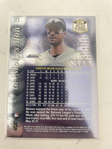 1999 Topps Stars 'n Steel Moises Alou #31 Card Houston Astros - Picture 2 of 2