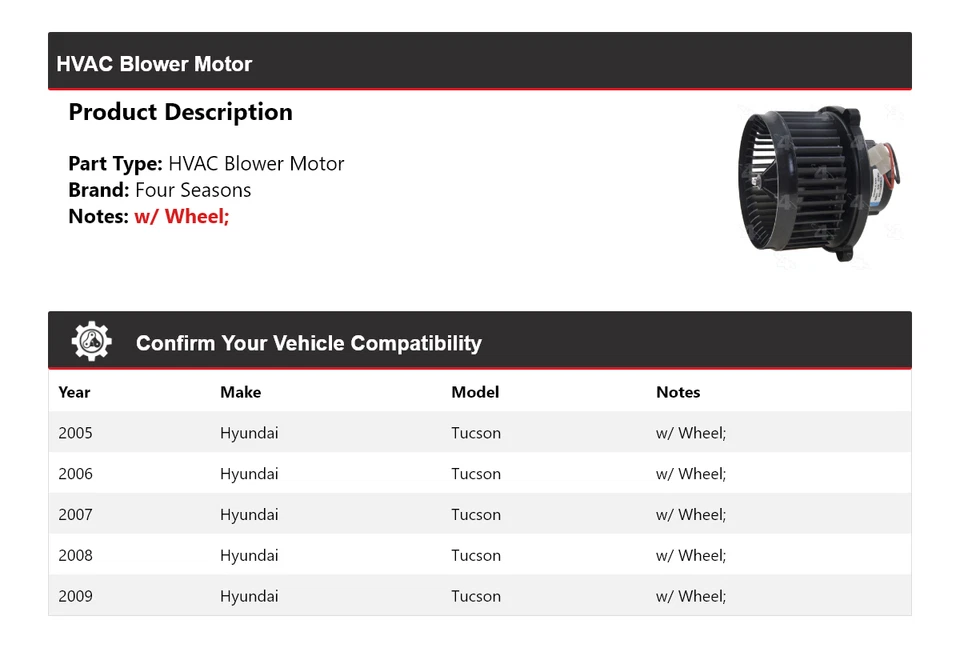 Motor soplador de climatización para Hyundai Tucson 2005-2009 4 estaciones 2006 2007 2008 Foto 2 de 4