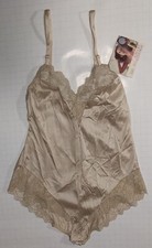 1980's Nwt BESTFORM ANTRON Lacey Teddy Romper Lingerie SZ 34 Shiny Beige Vtg