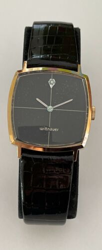 Vintage Longines Wittnauer Watch 17 Jewels 8K/1 Wittnauer Black Dial Watch Class - Picture 1 of 12