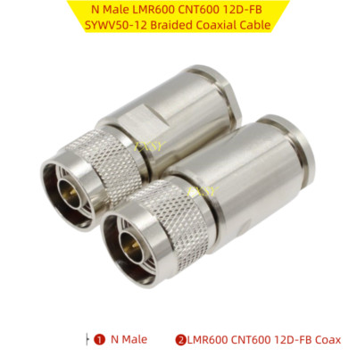 2Pcs N Male Connector For LMR600 CNT600 SYV50-12 50-12DFB Braided Coaxial Cable 