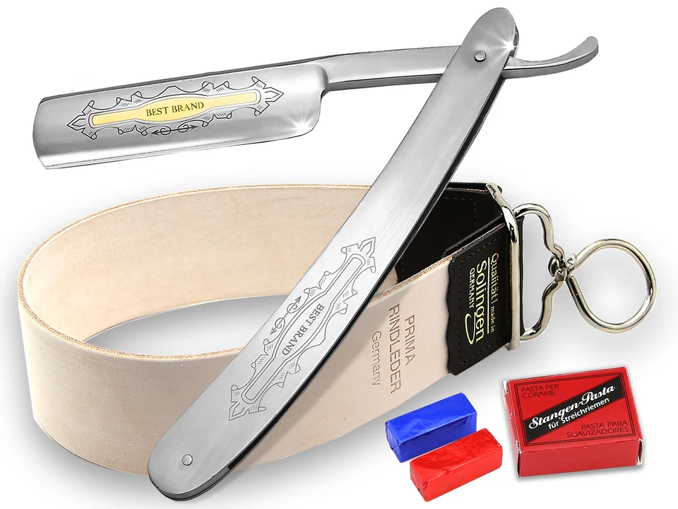 Set Streichriemen Solingen + Rasiermesser Gravur +Paste