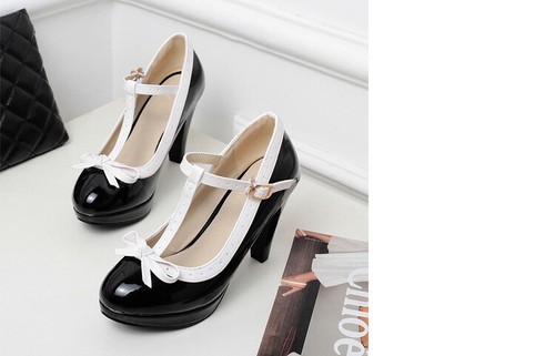 Purfle Block Heels Vintage Mary Jane Crossdresser LGBTQ Big Size Women Shoes 48 - Picture 20 of 39