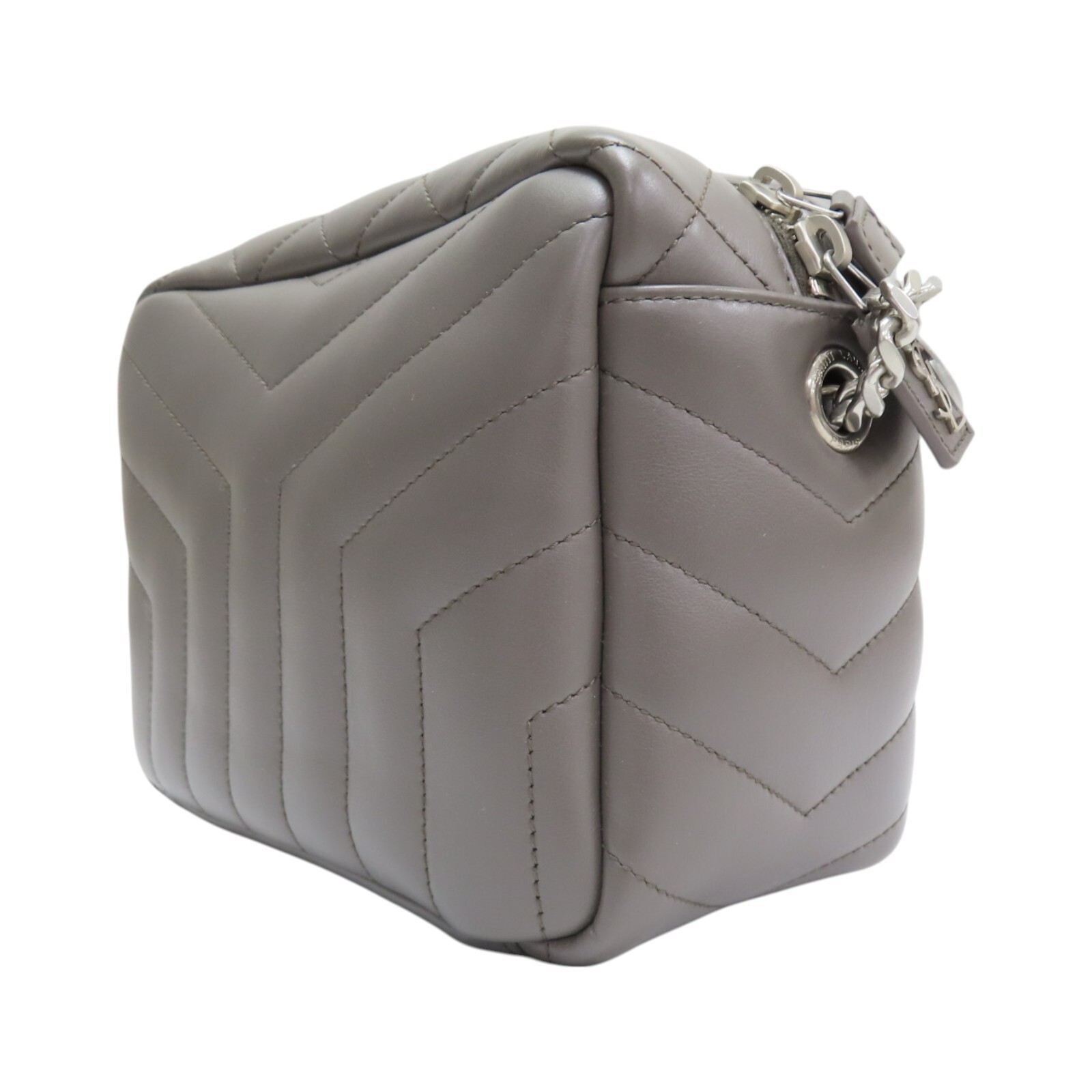 Borsa a tracolla SAINT LAURENT Loulou pelle di vitello grigio 574102