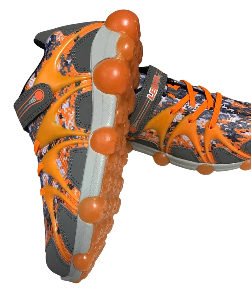 Nuevo Stride Rite Leepz Zapatilla Iluminada Niños Zapatos Talla 3 W Gris Naranja con Caja Foto 4 de 4