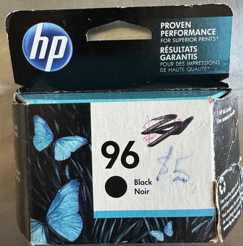 Genuine HP 96 Black Printer Ink Cartridge Sealed Box C8767WN EXPIRATION 2018