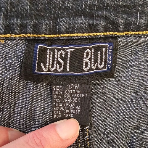 Vintage Plus Size 32W Demin Jean Skirt Just Blu Buttons Side Zip Bottom Flare - Picture 4 of 9